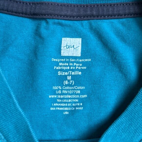 Tea Collection Boy Size M 6-7 Blue Moped Graphic T-Shirt - Picture 2 of 5